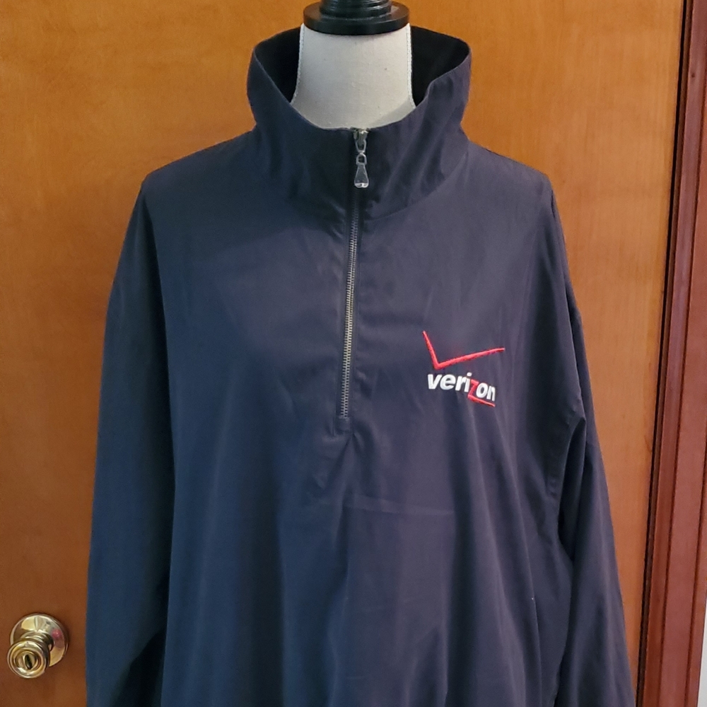 Mens Black Weatherproof Verizon Windbreaker Jacket size XL